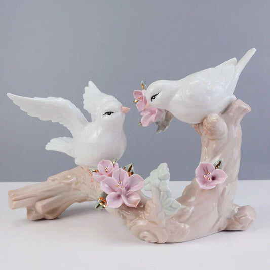 Love in Bloom: The Flowers & Bird Couple Ornament