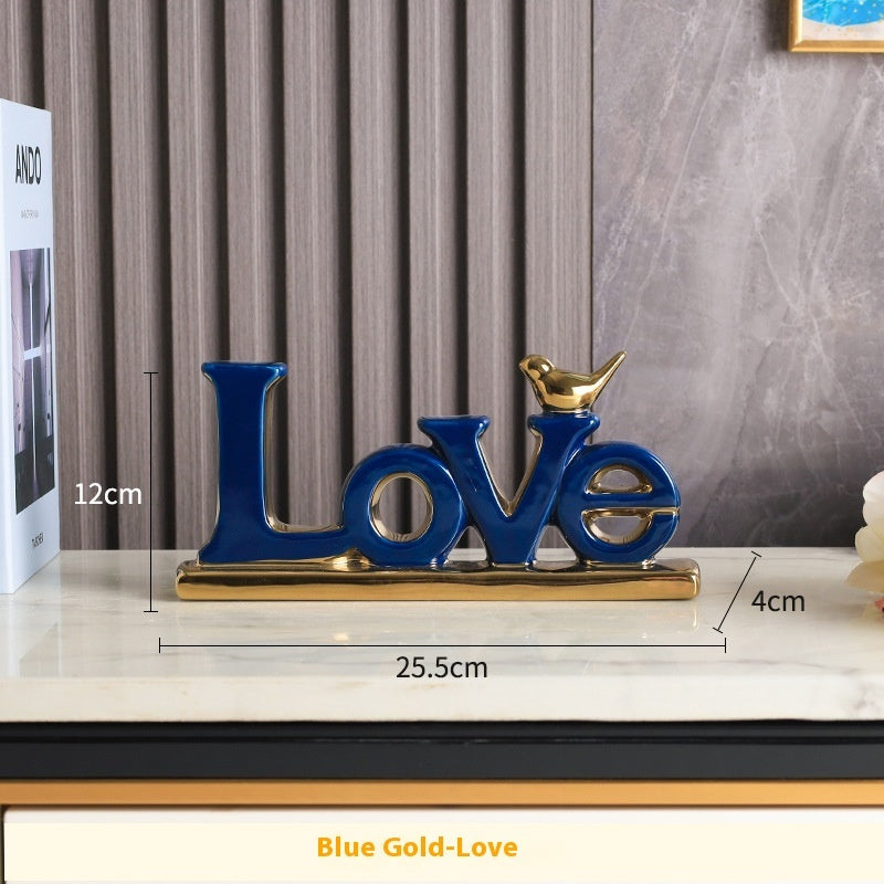 Golden bird 'LOVEHOME' ornaments