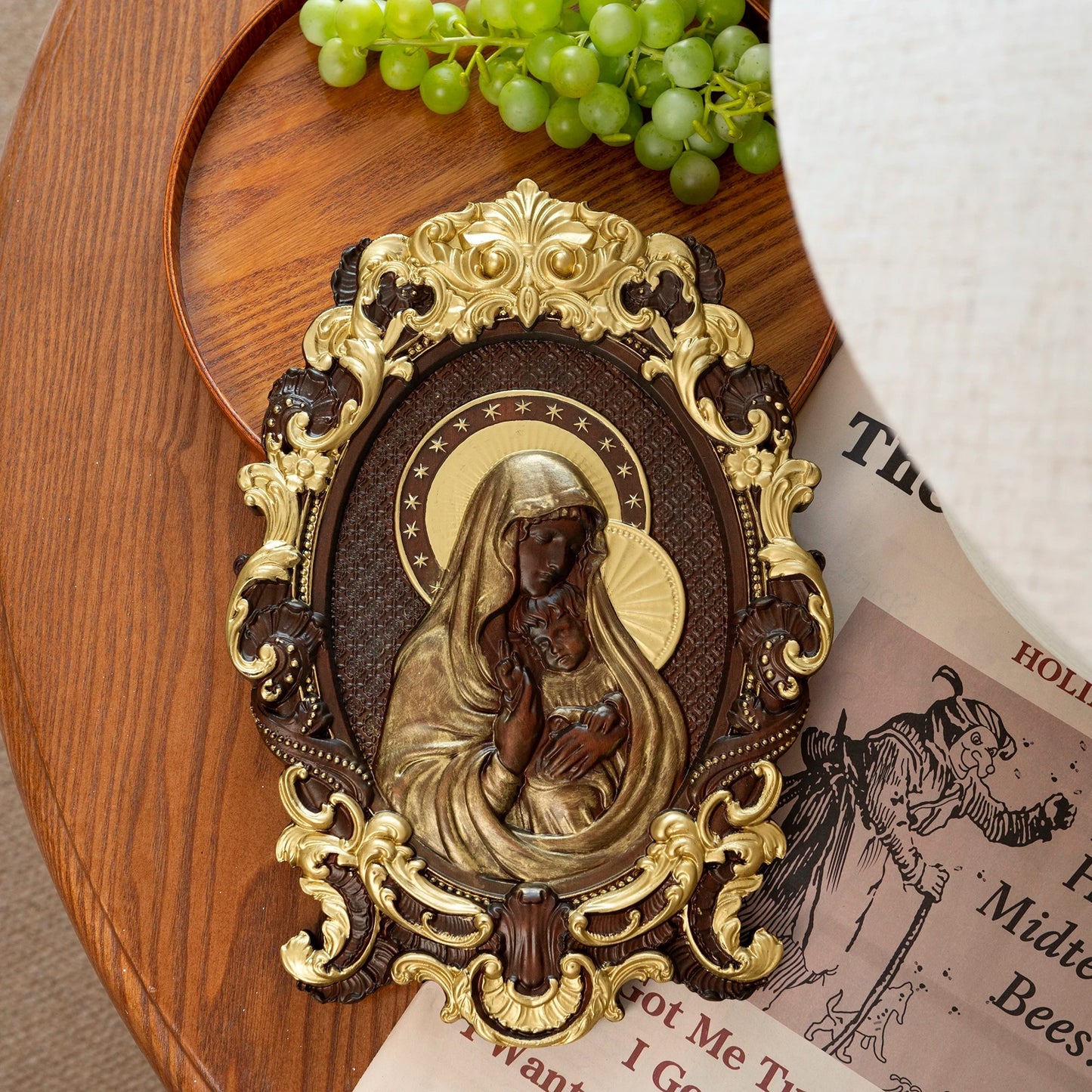 Golden Virgin Mary ornament