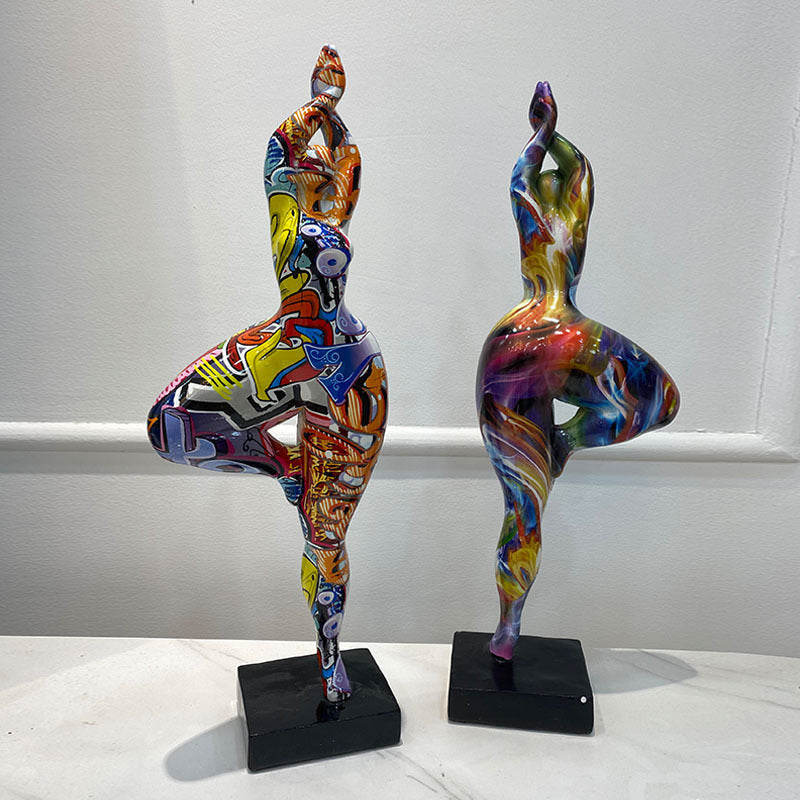 Colorful hot yoga lady ornaments