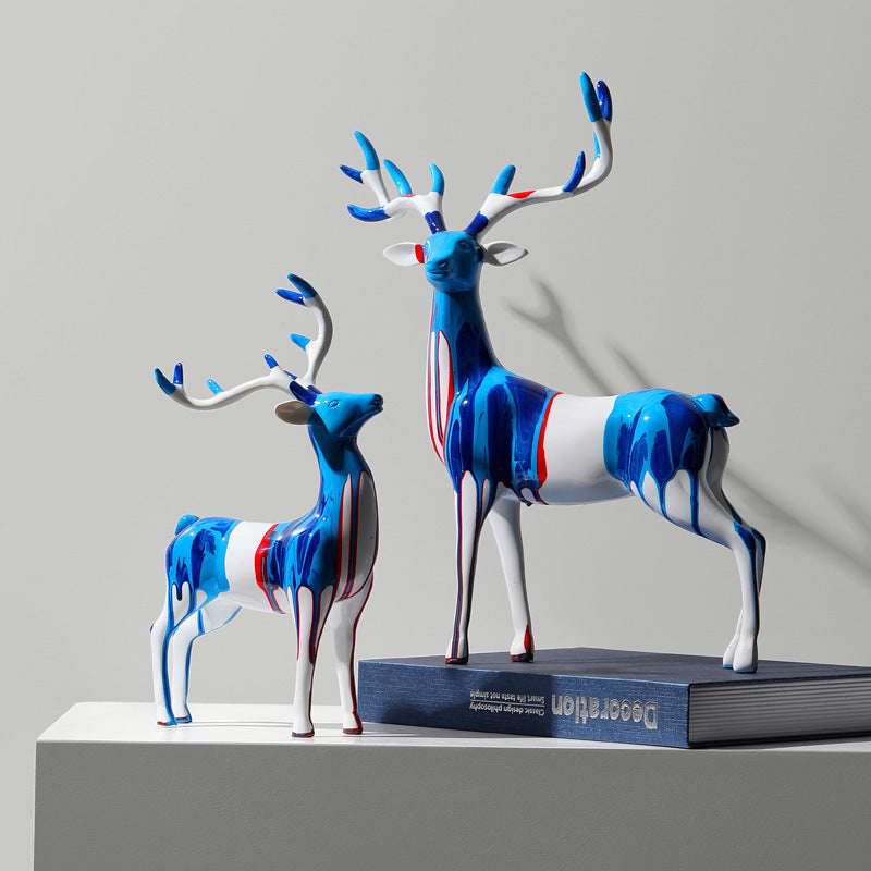 Artistic blue deer ornament