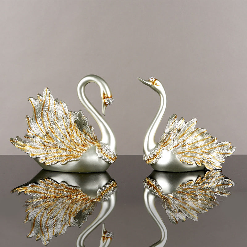 Gold & silver swan ornament