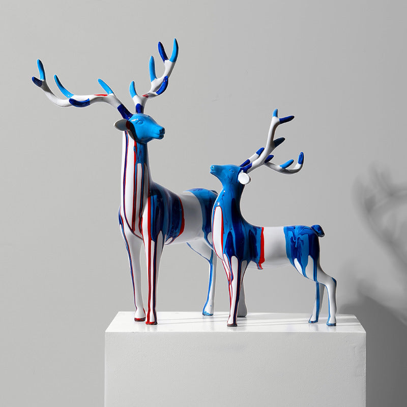 Artistic blue deer ornament