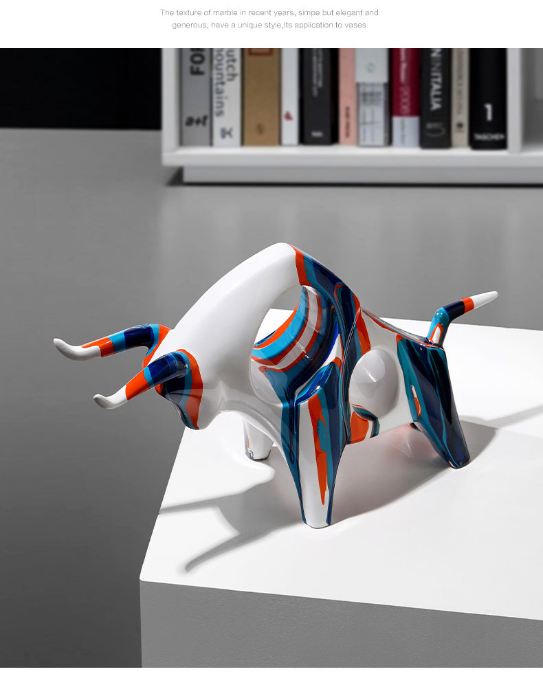 Artistic bull ornament