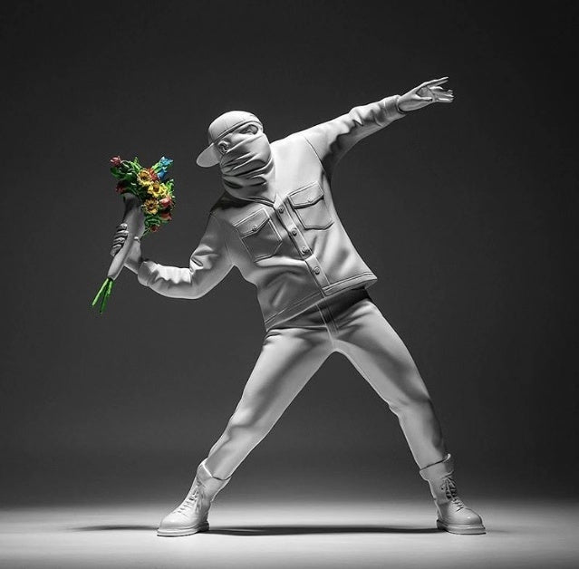 Banksy flower thrower ornament