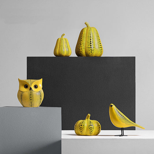 Yellow pumpkin owl ornaments