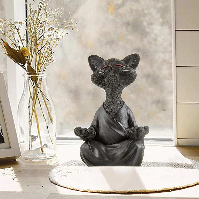 Meditating cat ornament