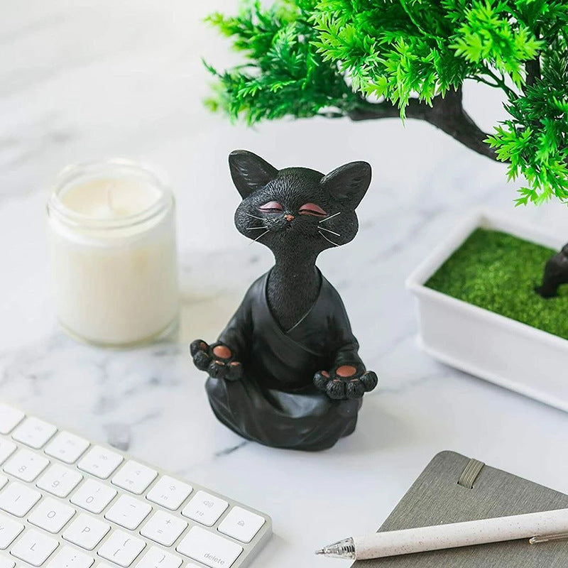 Meditating cat ornament