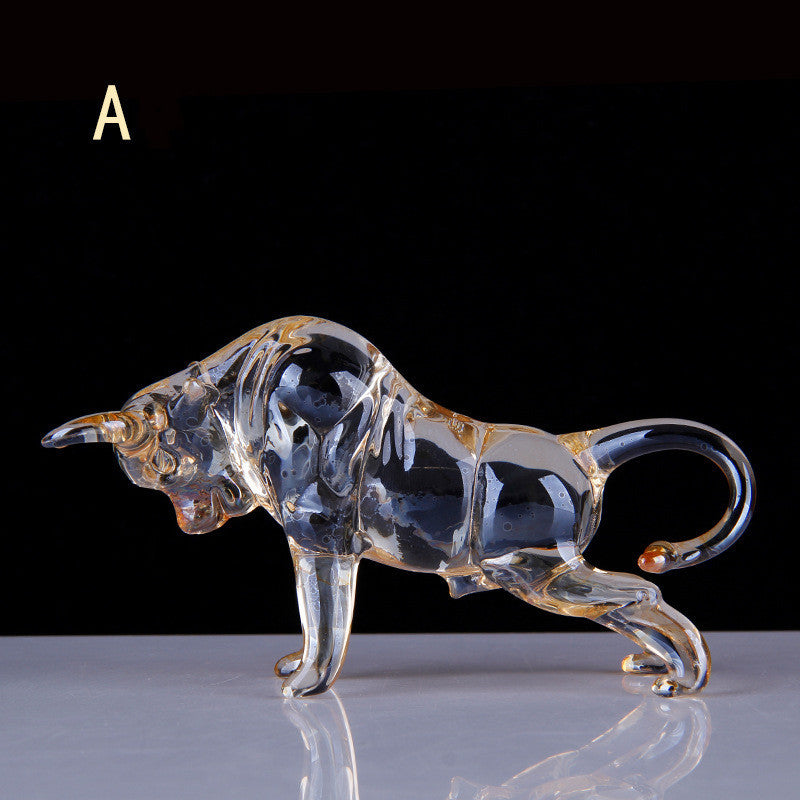 Glass crystal bull ornaments