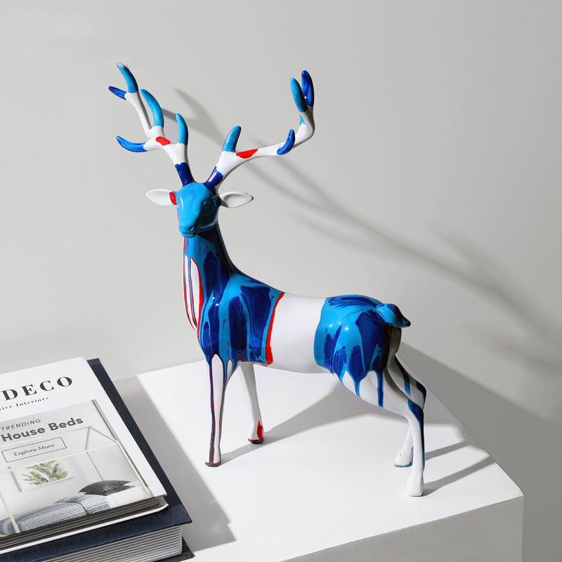 Artistic blue deer ornament