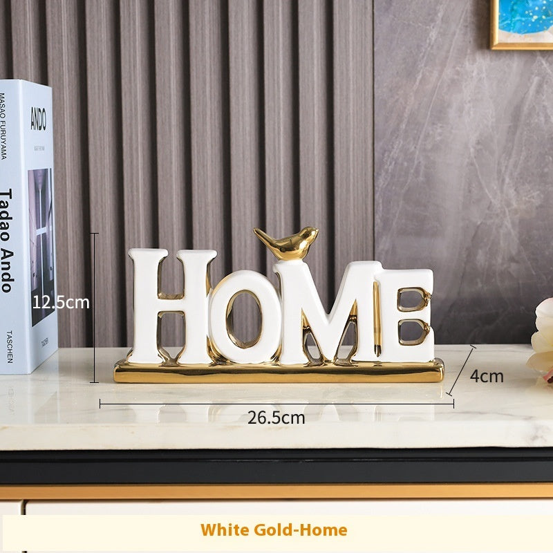 Golden bird 'LOVEHOME' ornaments