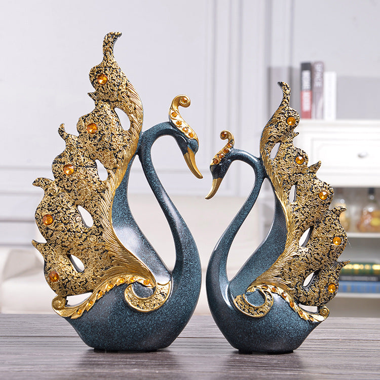 Gold swan couple ornament