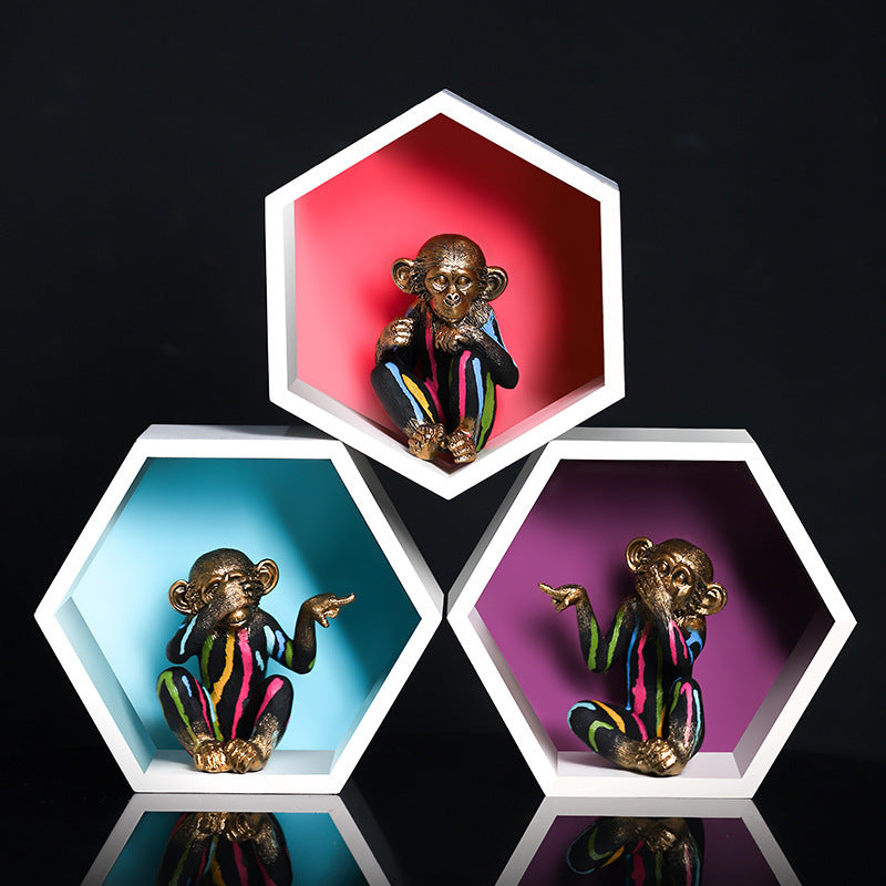 Colorful gold monkey ornaments