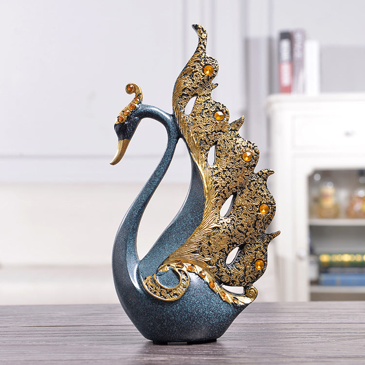 Gold swan couple ornament