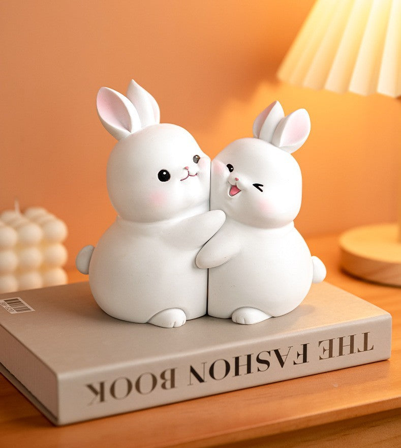 Cute rabbit couple ornament