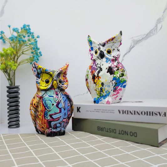 Colorful owl ornaments