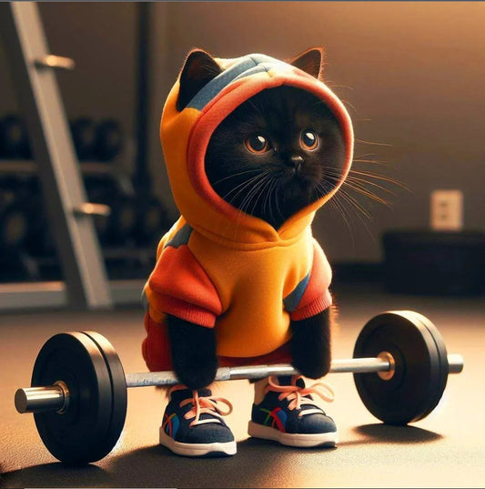 Cute fitness cat ornament