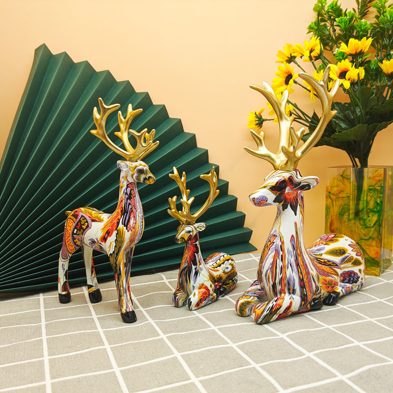 Colorful deer ornaments