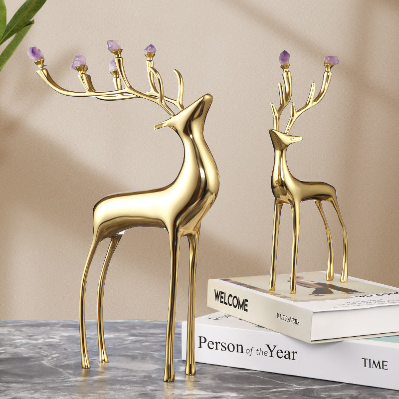 Gold amethyst deer ornaments