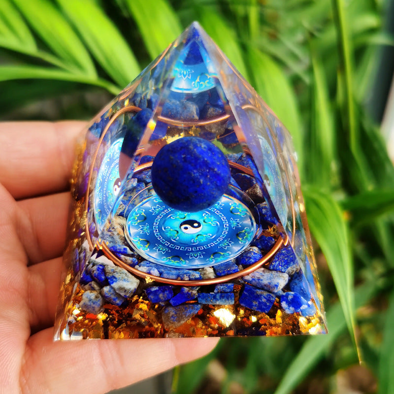 Blue pyramid ornaments