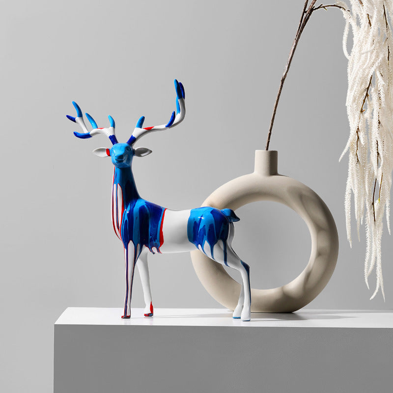 Artistic blue deer ornament