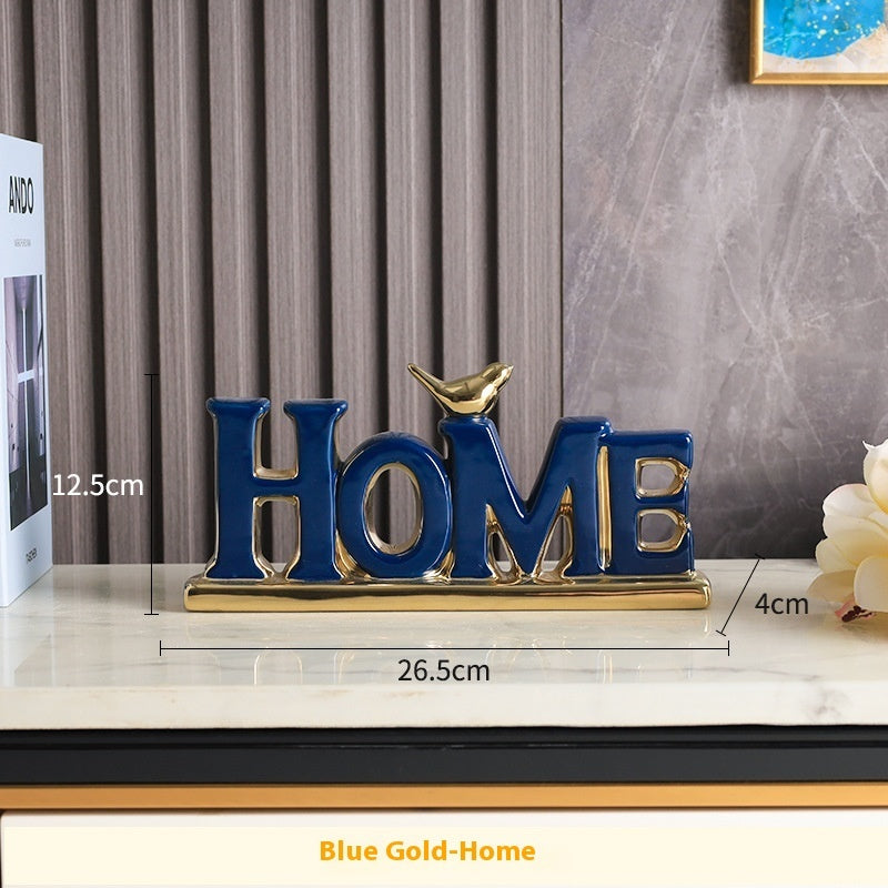 Golden bird 'LOVEHOME' ornaments