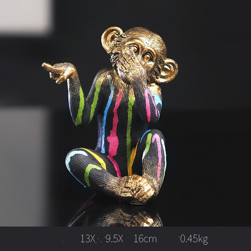 Colorful gold monkey ornaments