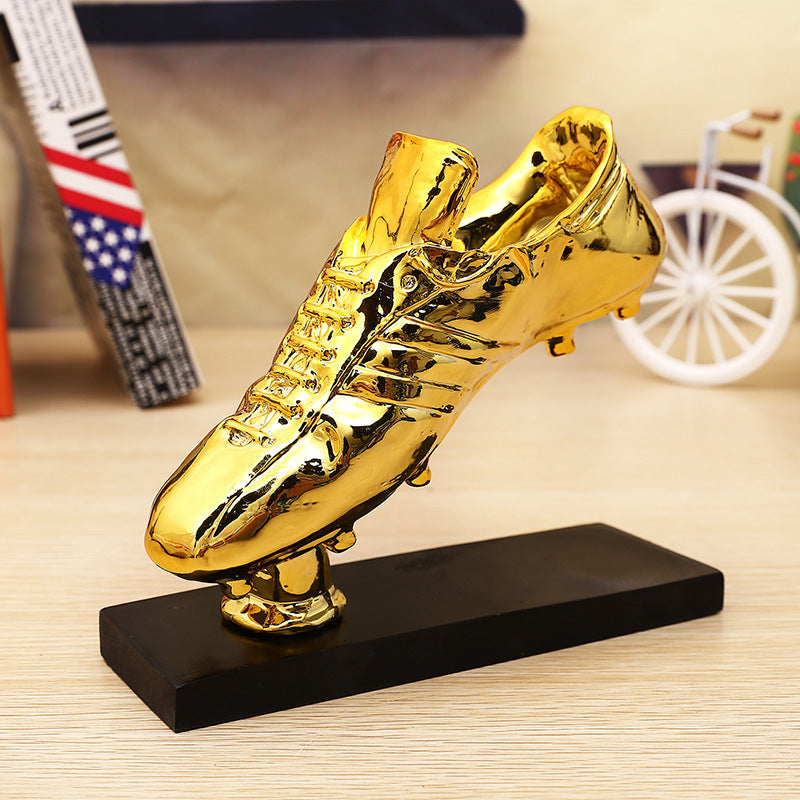 Gold soccer shoes ornament