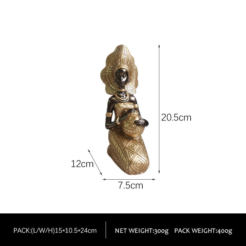 Elegant Abstract Lady Sculptures – Gold & Black Resin Figurines for Modern Home Decor