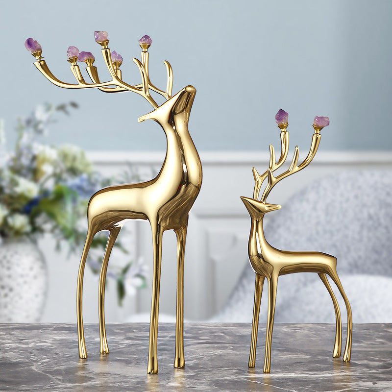 Gold amethyst deer ornaments