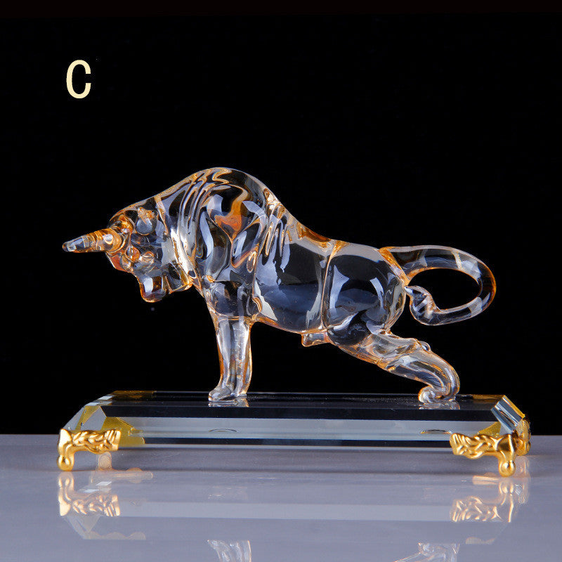 Glass crystal bull ornaments