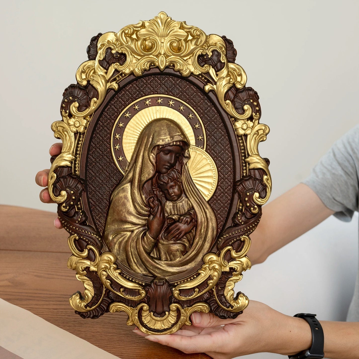 Golden Virgin Mary ornament