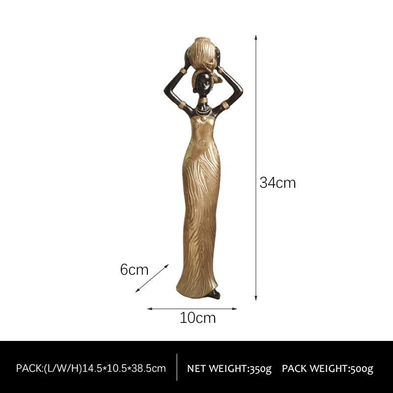 Elegant Abstract Lady Sculptures – Gold & Black Resin Figurines for Modern Home Decor