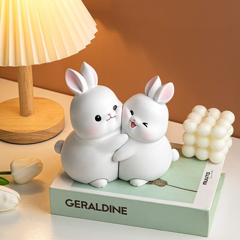 Cute rabbit couple ornament