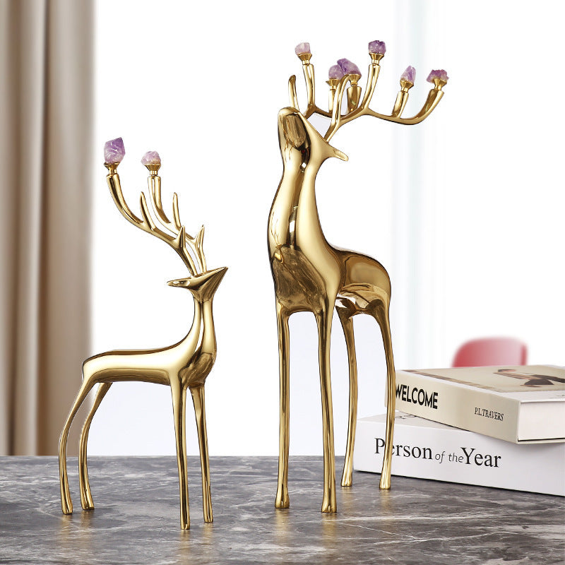 Gold amethyst deer ornaments