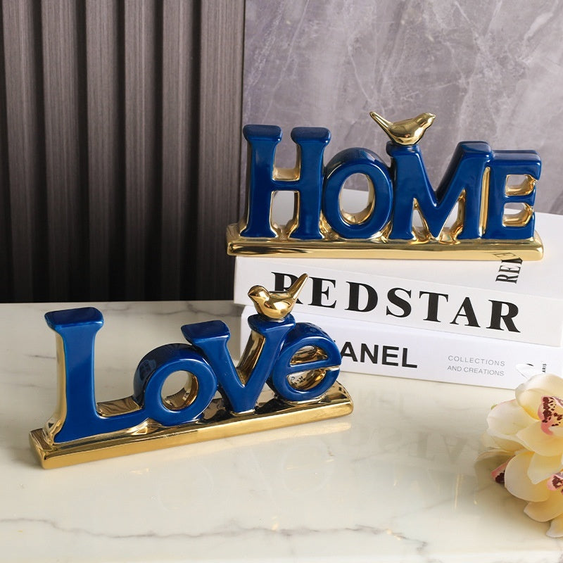 Golden bird 'LOVEHOME' ornaments