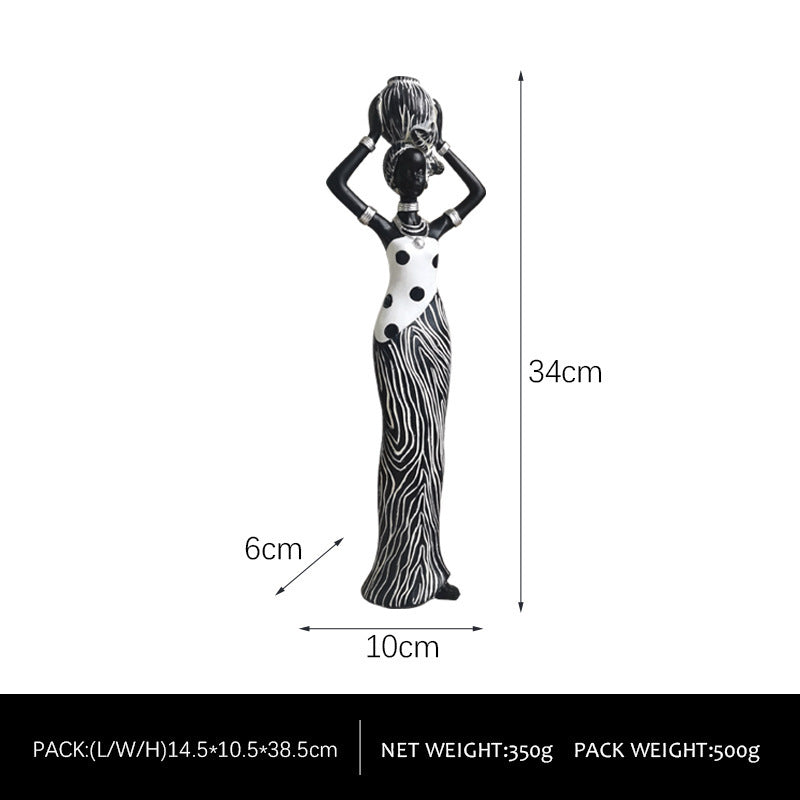 Elegant Abstract Lady Sculptures – Gold & Black Resin Figurines for Modern Home Decor