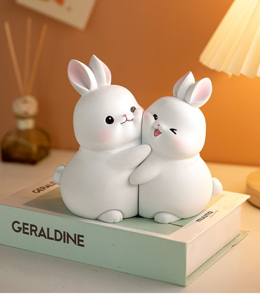 Cute rabbit couple ornament