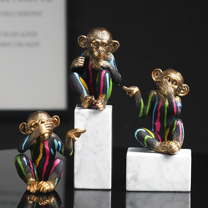 Colorful gold monkey ornaments