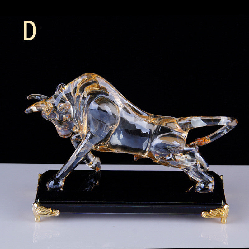 Glass crystal bull ornaments