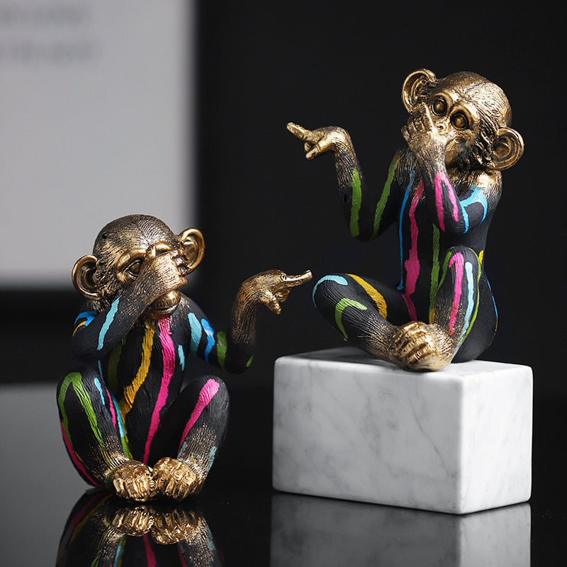 Colorful gold monkey ornaments