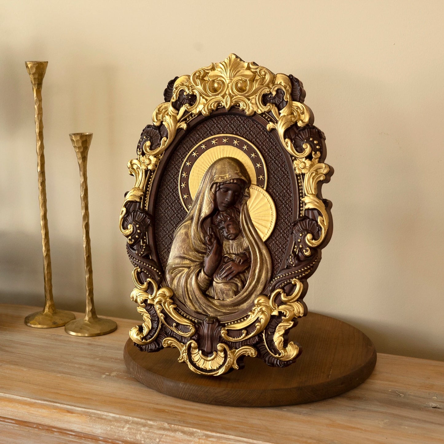 Golden Virgin Mary ornament