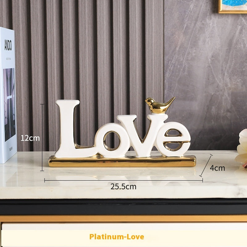 Golden bird 'LOVEHOME' ornaments