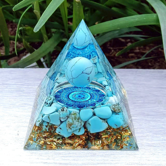 Blue stone pyramid ornament