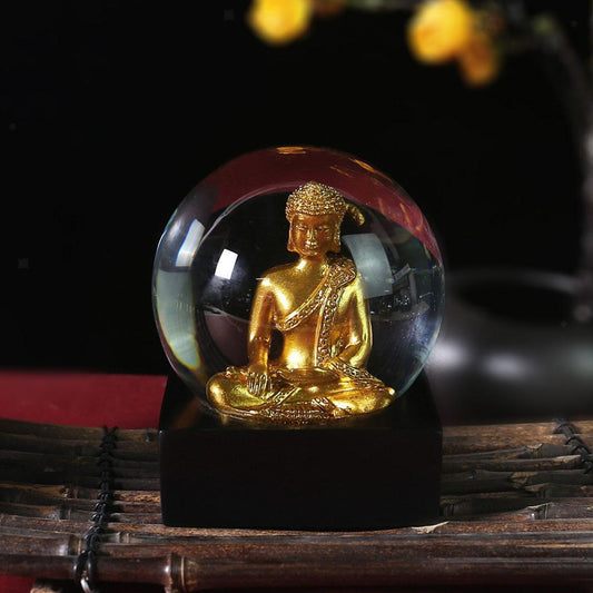 Gold buddha crystal ball ornament